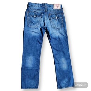 Men's True Religion Jeans Ricky Straight Leg Flap Pocket Size 38 waist EUC